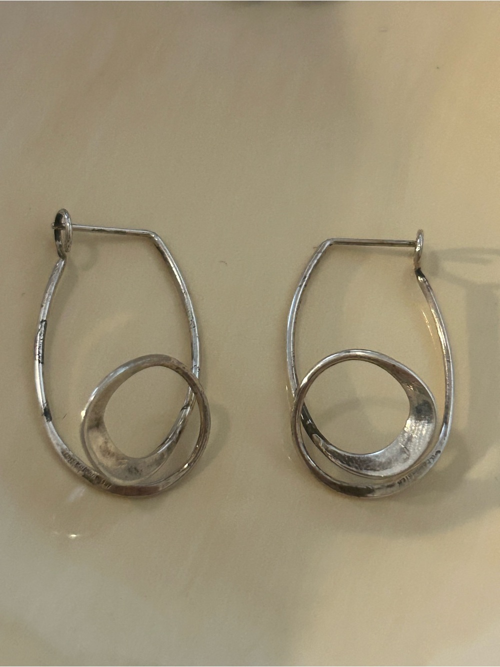 Ed Levin Sterling Silver Modernist Twist Hoop Earrings